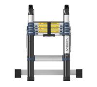 WORHAN® Echelle 3.8m Télescopique Aluminium Anodisé Modulable Pliable Polyvalente Escabeau Solide 380cm