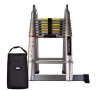 WORHAN® Echelle 5m Télescopique Aluminium Anodisé Modulable Pliable Polyvalente Escabeau Solide avec des Anneaux en Aluminium AK5+Bag