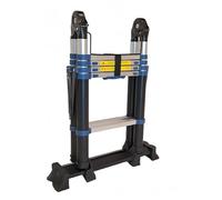 WORHAN Echelle de 3.2m Télescopique Stabilisateurs Rétractables Aluminium Anodisé Modulable Pliable Polyvalente Escabeau Solide 320cm (3.2m A-Line) K3.2A