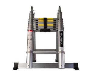 WORHAN Echelle de 4.4m Télescopique Aluminium Anodisé Modulable Pliable Polyvalente Escabeau Solide avec des Anneaux en Aluminium AK4.4