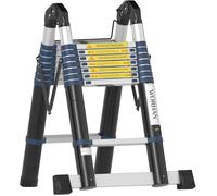 WORHAN Échelle Télescopique 5m Aluminium Anodisé Modulable Pliable Escabeau Double avec Stabilisateurs C-Line K5C