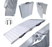 WORHAN Rampe de Chargement 400kg Robuste Rigidité Extrême Pliable Valise Alu Fauteuil Roulant Moto Scooter Transport Évènement Flight Case Large Plate-Forme Ultra Antidérapante 145cm HR145