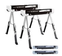WORHAN S600B Tréteaux Paire Robuste Stable (Set de 2) Pieds Antidérapants Ajustables Réglage Rapide Chavalet Sciage Pliants Acier Galvanisé S600B