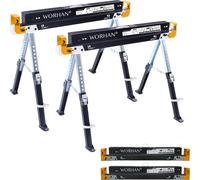 WORHAN Tréteau de travail Tréteau d'échafaudage Tréteaux de sciage Tréteaux pliants Lot de deux (2 pièces) Pieds antidérapants à réglage rapide Acier 1180kg réglable S600A