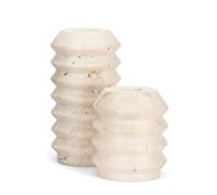 WORHE Lot de 2 bougeoirs en véritable travertin naturel de 1 cm d'épaisseur, lot de 2 bougeoirs en marbre de qualité supérieure pour mariage, salle à manger, fête, bougeoir pour bougies de 1,9 cm