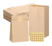 woric 50 pièces de sacs en papier marron, 22x12x7cm, sacs en papier kraft pour cadeaux, petits sacs DIY à remplir pour mariage, bar à bonbons, anniversaire d'enfant, Noël