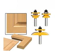 worien 3 Pcs 1/2 pouce Tige Rail & Lame Cutter Panneau Cabinet Routeur Bits Set Fraise de coupe Outils Electriques Porte couteau Coupe-Bois