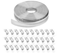 worien Kit de Colliers de Serrage avec Cerclage en Acier Inoxydable, 30 Attaches et Engrenages à Vis Sans Fin Réglables