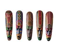 worien Masque en Bois Tenture Murale Sculpture sur Bois Peint DéCoration Murale Bar DéCorations pour Masque Totem Africain Artisanat A