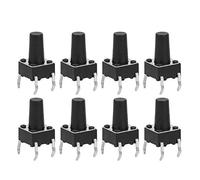 Worii Interrupteur à bouton tactile 100 pièces, Noir, DIP, Tactile, Poussoir, Multiples circuits, Normalement ouvert, Pin headers, 10 x 6 x 10 mm