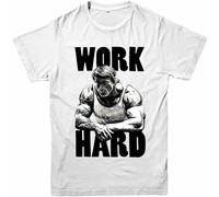 Work Hard Arnold Mens T-Shirt Schwarzenegger American Actor Adult Tee Top White M