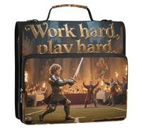 Work Hard Play Hard Castle 3 anneaux 3,8 cm Organiseur de bureau avec bandoulière et poignée Facile à transporter pour collège