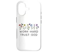 Work Hard Trust in God Jesus Bible Verse Christian Scripture Coque pour iPhone 17