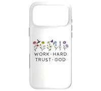 Work Hard Trust in God Jesus Bible Verse Christian Scripture Coque pour iPhone 17 Pro Max