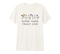 Work Hard Trust in God Jesus Bible Verse Christian Scripture T-Shirt Haut de Gamme
