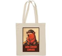 Work Harder Camarade Sac fourre-tout en coton naturel Motif ours communiste Blanc