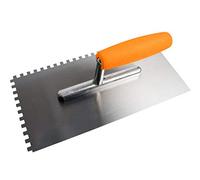 Work>it® Platoir Denté 6 mm - 280 × 130 mm - Écartement des Dents 6 mm - Acier au Carbone avec Manche en Bois - Orange/Noir
