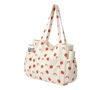 Work Tote Bag - Large Capacity Multi-Pocket Zipper Closure | Single Shoulder Bag For Travel | 38.5x36x1cm Corduroy 255g For Professionals Teachers Mom Travelers Commuting School Park Picnic Cafe