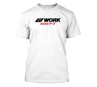 Work Wheels Unisex T-Shirt Printed Tee Graphic Top Men White Shirt L