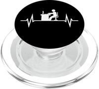 Workaholic Stick Figure Travailler Heartbeat De Travail PopSockets PopGrip pour MagSafe