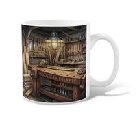 Workbench Tasse à café en céramique avec poignée - Style rustique - Outils industriels - Marron - 325 ml