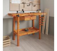 vidaXL Ãtabli avec tiroir et Ã©taux 124x52x83 cm Bois massif d'acacia