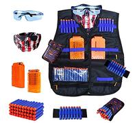 WORKER Kit gilet tactique pour enfant pour Nerf Guns N-Strike Elite Series avec 40 balles de remplissage, 2 clips de recharge, sac de fléchettes, masques,bracelet et lunettes de protection pour garçon