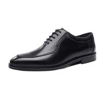 Working Formal Oxford Shoes for Men French Leather Lace-up Cap Toe Slip Resistant Wedding Prom Shoes(Black,44 EU)