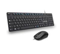 Workmate Plus : Kit Bureautique Complet pour PC/Portable/Clavier USB multimédia AZERTY + Souris USB 4 Boutons 2400 DPI/Touches et Clics Ultra Silencieux
