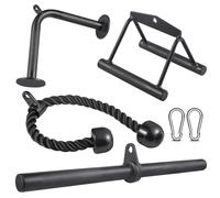 Workout Cable Machine Attachment for Home Gym, SERTT LAT Pulldown Attachments, Cable Accessories for Weight Training, Straight Bar, Tricep Rope, Double D Row Handle, V-Shaped Bar (Standard Version)