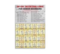 Workout Poster for Home Office Gym Tai Chi 28 Day Challenge Chart for Senior Beginners Balance Exercises Canvas Wall Art(Unframed,16X24inch(40X60cm))