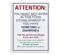 Workplace Food Safety Poster Employee Illness Reporting Notice Compliance Canvas Wall Art for Kitchen Staff Area(Unframed,08x12inch(20x30cm))