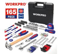 WORKPRO 165 pièces ensemble d'outils à domicile clé tournevis pince douille ensemble d'outils à main pour la réparation domestique avec boîte à outils de transport solide