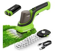WORKPRO 2-en-1 Cisaille à Gazon et Taille-Haie sans Fil 7,2 V, Batterie Lithium 2000 mAh, 2 Lames Acier Précises, Largeur de Coupe 100 mm, Longueur 150 mm, pour Bordures de Gazon et Arbustes