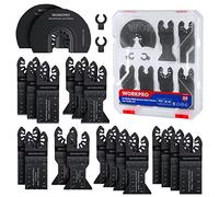 Lame de Scie Oscillante WORKPRO, 22 Pièces Coffret des Accessoires d'Outil Multifonction Oscillant, Lame de Scie Universelle pour Bois, Clous, Métal,Plastique, etc