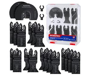 WORKPRO 22Pcs Lames de Scie Oscillantes, Coffret des Accessoires d'Outil Multifonction Oscillant, Lame de Scie Universelle pour Bois, Clous, Métal,Plastique, etc