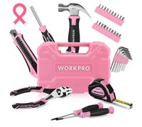 WorkPro 35 pices Pink Tools Set Tool Kit d'outils avec bote outils de stockage Basique Tool Set For Home Garage Appartement Dort