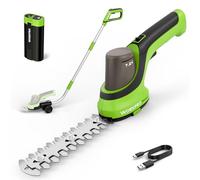 WORKPRO 7,2 V Coupe-Bordures et Taille-Haie, 2 Lames, Manche Télescopique 95 cm avec Roues, Largeur de Coupe 100 mm, Longueur 150 mm, Batterie 2000 mAh, pour Bordures de Gazon et Arbustes