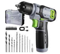 WORKPRO 8V Perceuse Visseuse Sans Fil, 2 In 1 Visseuse Devisseuse Sans Fil Gris Vert, Accessoires 21 Pièces, avec 10MM Porte-Forets, LED Lumière, Câble de Charge Type C, pour Réparation Maison DIY