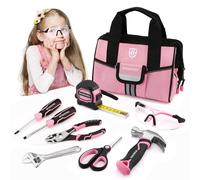 Workpro 9 pices enfants rel outils main Kit d'outils junior rose avec sac de rangement pour garons pour les enfants pour enfants