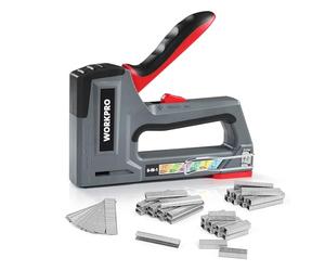WORKPRO Agrafeuse Murale Multifonction 6 en 1 avec 4000 Agrafes, Agrafeuse Manuelle pour Fixer le Matériel, Décoration de Meuble, Assemblage de Porte, Fenêtre, Armoire