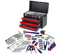 Boîte à Outils Complete pour Mécanique 408 Pièces WORKPRO, Caisse à Outils avec Boîte Métallique Résistante à 3 Tiroirs pour Réparation Dommestique ou de Travail