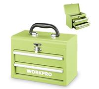 WORKPRO Boîte à outils mini portable en métal, 2 tiroirs, 10,8 x 5,9 x 8,2 pouces - Vert macaron