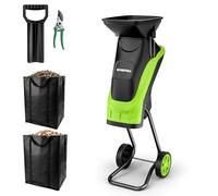 WORKPRO Broyeur à bois électrique, broyeur de feuilles filaire 15 A 4300 tr/min, capacité maximale de 4,4 cm, rapport de réduction 14:1, système SK5 à double lame, broyeur de jardin portable avec