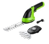 WORKPRO Cisaille Sculpte-Haie et Taille-Herbes sans Fil 7,2V, Cisaille à Gazon avec 2 Lames, Largeur/Longueur de Coupe 10cm/15cm, Taille-Haies Electrique 2 en 1 avec Batterie 2000 mAh, Câble de Charge