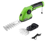 WORKPRO Cisaille Sculpte-Haie et Taille-Herbes sans Fil 7,2V, Cisaille à Gazon avec 2 Lames, Largeur/Longueur de Coupe 9,7 cm/14 cm, Poignée Rotative à 180° avec Batterie 2000 mAh et Câble de Charge