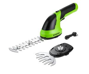 WORKPRO Cisaille Sculpte-Haie et Taille-Herbes sans Fil 7,2V, Cisaille à Gazon avec 2 Lames, Largeur/Longueur de Coupe 10cm/15cm, Taille-Haies Electrique 2 en 1 avec Batterie 2000 mAh, Câble de Charge