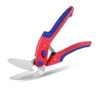 WORKPRO Ciseaux Robustes de 250 mm, Ciseaux Coudés Polyvalents, Coupe-tapis à Lame Dentelée, Cisailles à Ressort en Acier Inoxydable pour Tissus, Cuir, Carton, Tapis