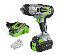 WORKPRO Clé à Choc sans Fil 20V, Boulonneuse à Choc Electrique (300Nm / Vitesse Variable), avec Batterie 4,0Ah et Chargeur, y Compris Lumières LED