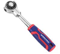 WORKPRO Clé à Cliquet 1/4" à Tête Pivotante, Clé à Douille de 150 mm à Dégagement Rapide 72 Dents, Acier au Chrome Vanadium, Tête Rotative à 270°, Outil pour Réparation Automobile